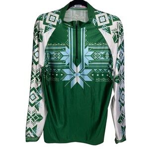 Borah Teamwear Shirt Mens XL Skiing Top USA Made 1/4 Zip Nordic Pattern Winter